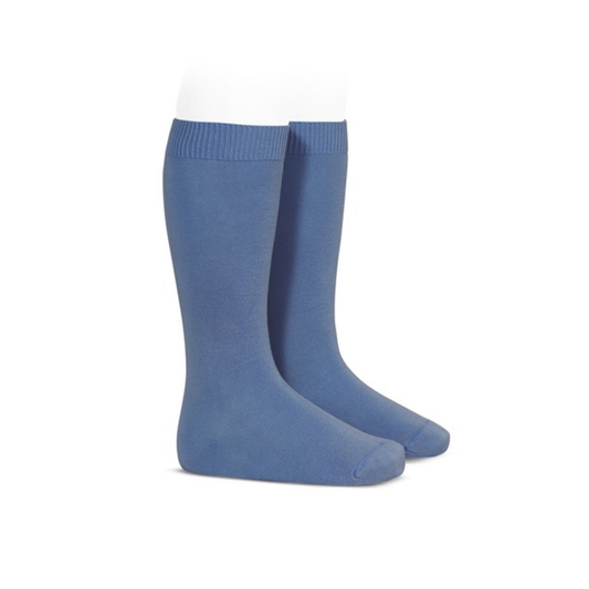Condor 449 French Blue Flat Cotton Knee Socks