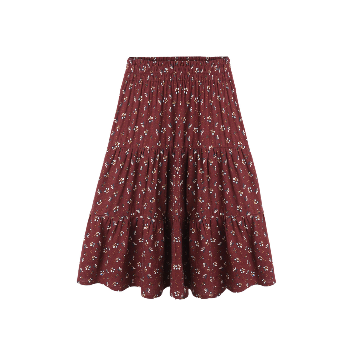 Rylee+Cru Harvest Berry Ruffle Tiered Midi Skirt
