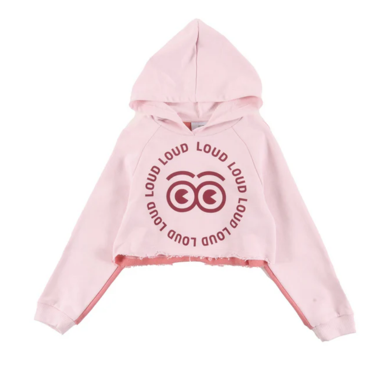 Loud Hood Crop 2 Tone Loud Logo Eyes Print Sweatshirt