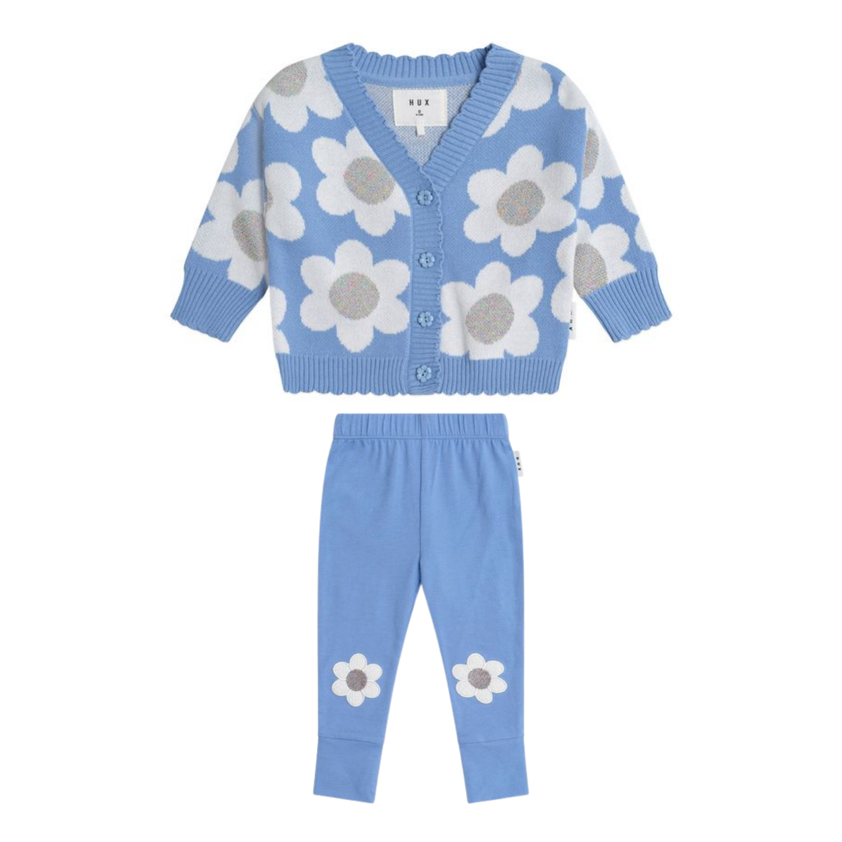 Huxbaby Daisy Scalloped Knit Cardi Set