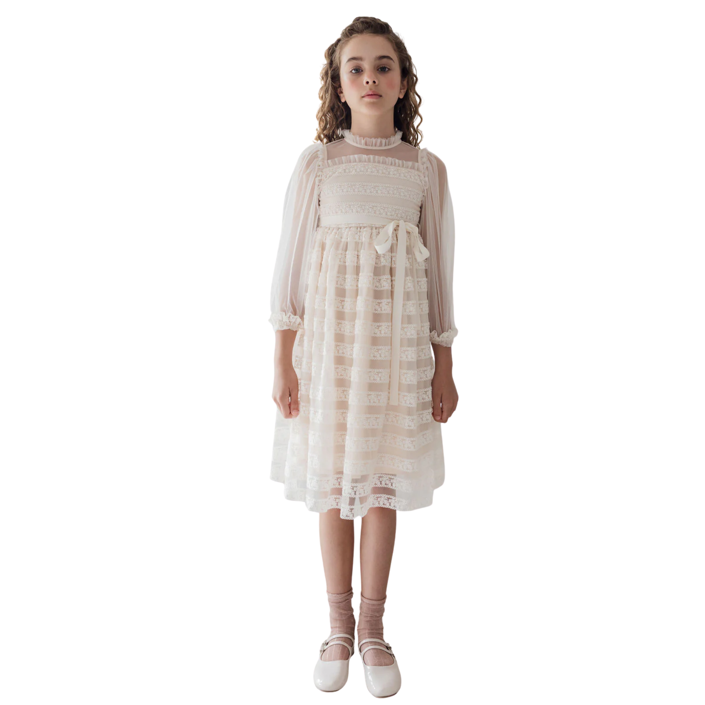 Petite Amalie Gold Label Lace Ribbon Tulle Dress