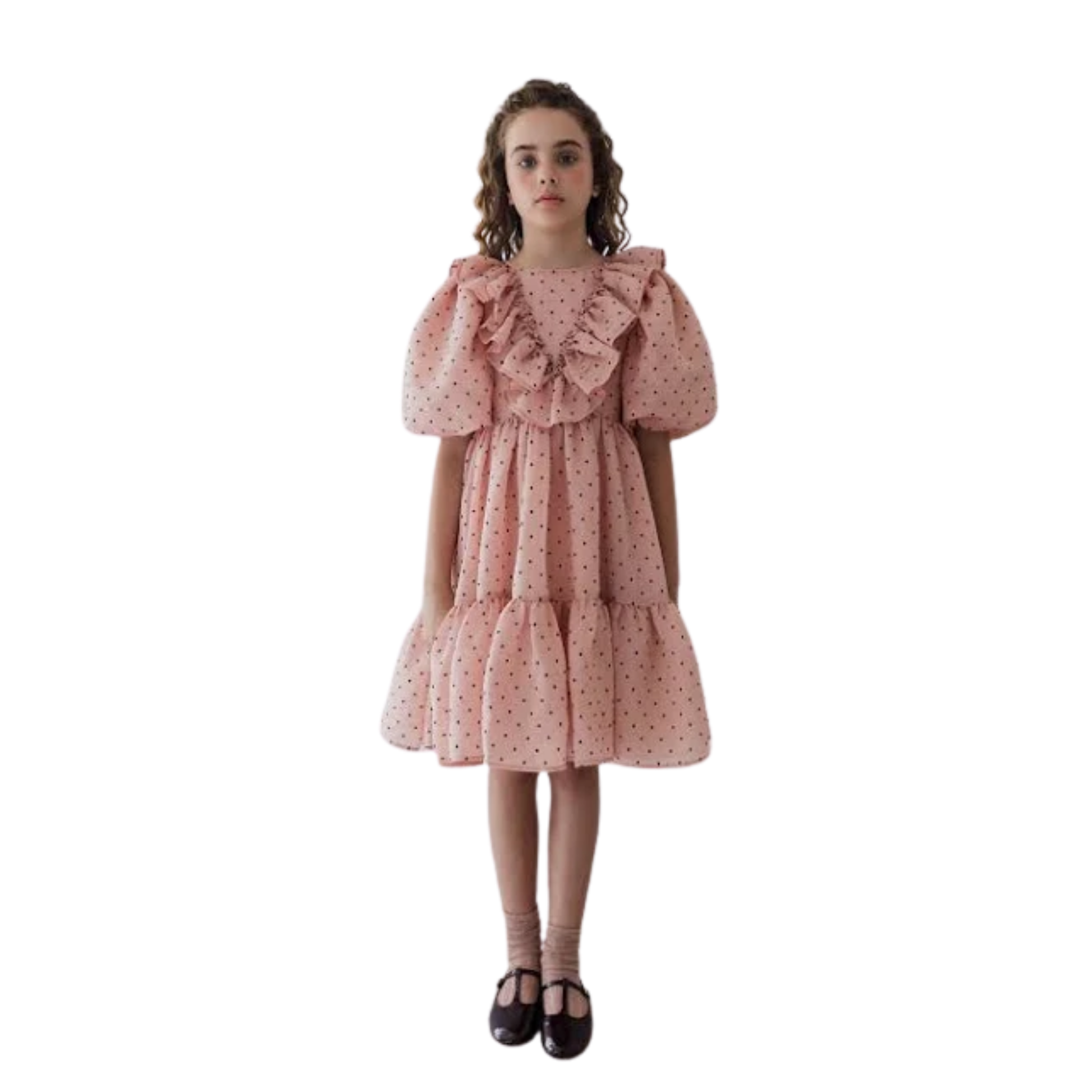 petite amalie pink dress PETITE AMALIE FUCHSIA PUFF SLEEVE EYELET DRESS