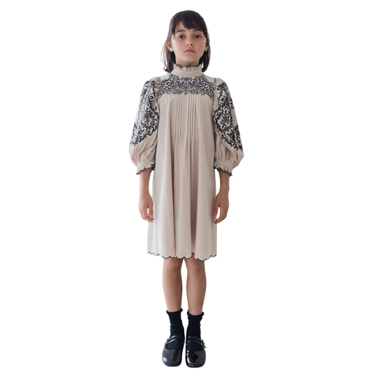 Petite Amalie Cord Embroidered Cut Out Smock Dress