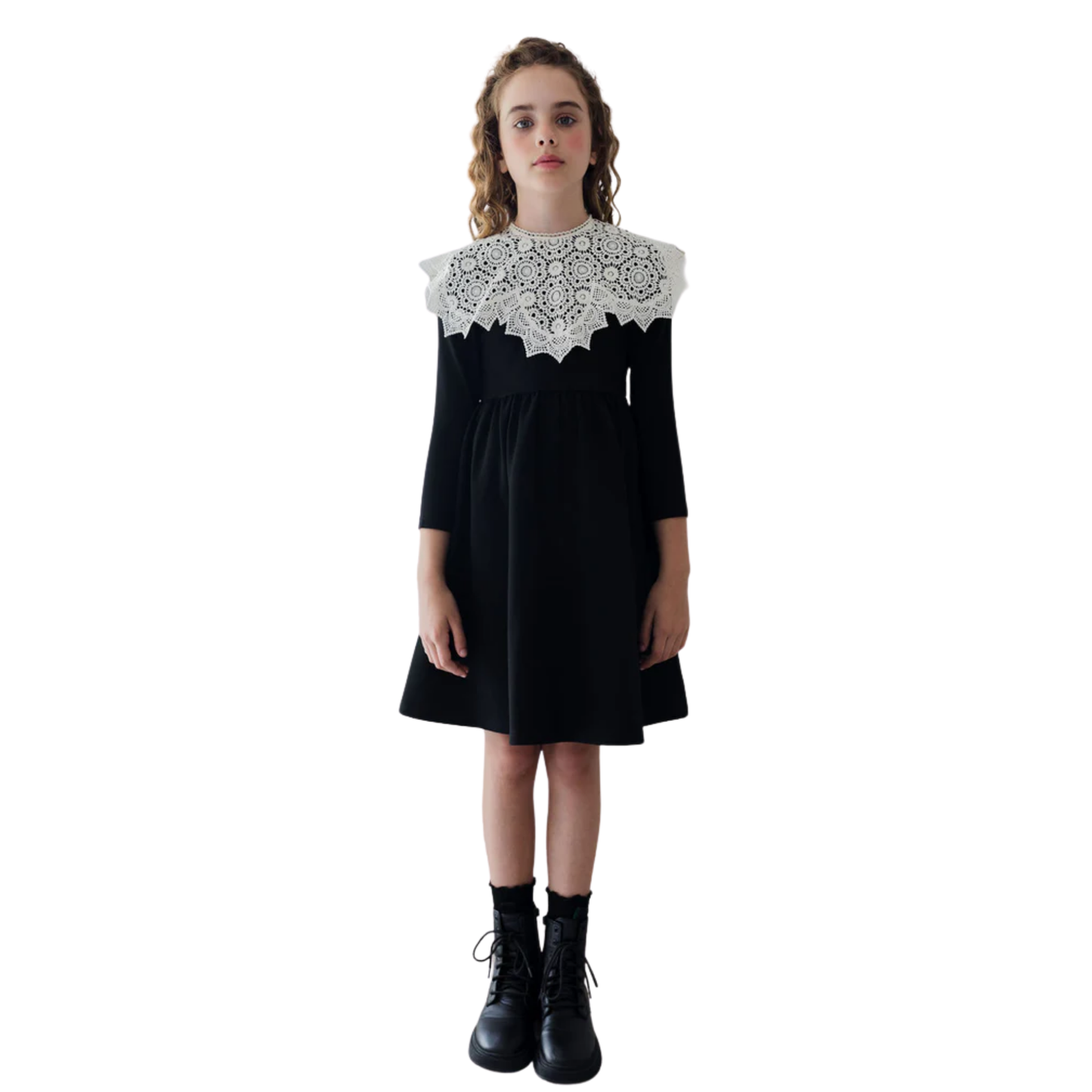 Petite Amalie Double Knit Dress With Crochet Collar