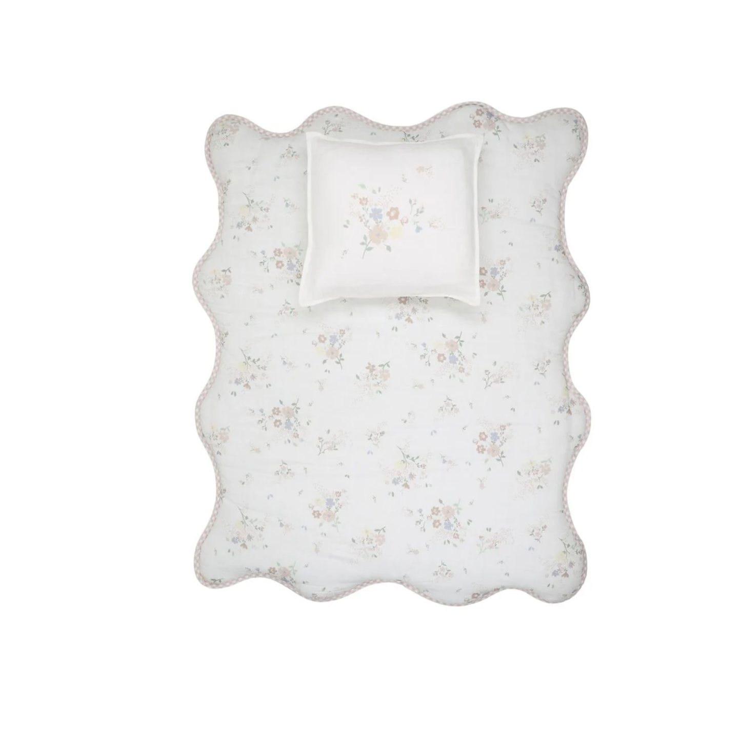 Peluche Gingham Floral Bamboo Filled Blanket + Pillow Case