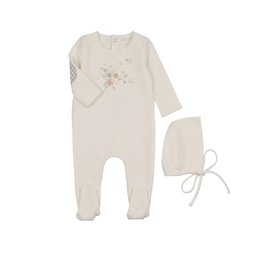 Peluche Gingham Floral Footie Set