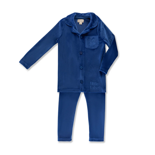 Little Label Velour Pocket Embroidered Grandpa Pajama