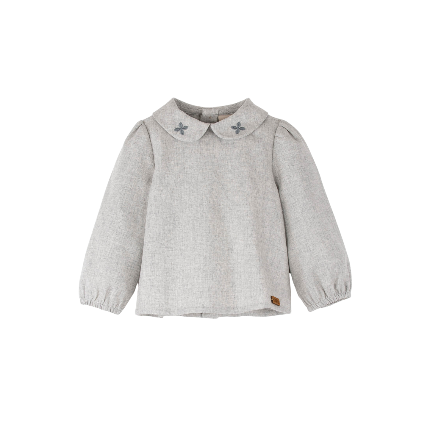 Popelin Melange Embroidered Baby Collar Shirt