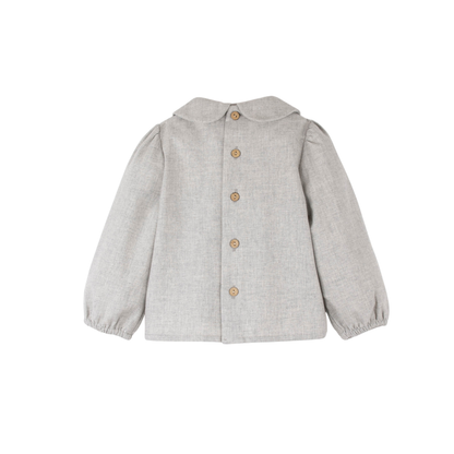 Popelin Melange Embroidered Baby Collar Shirt