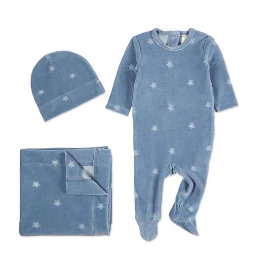 MiniMoi Velvet Star 3 Pc Footie Set