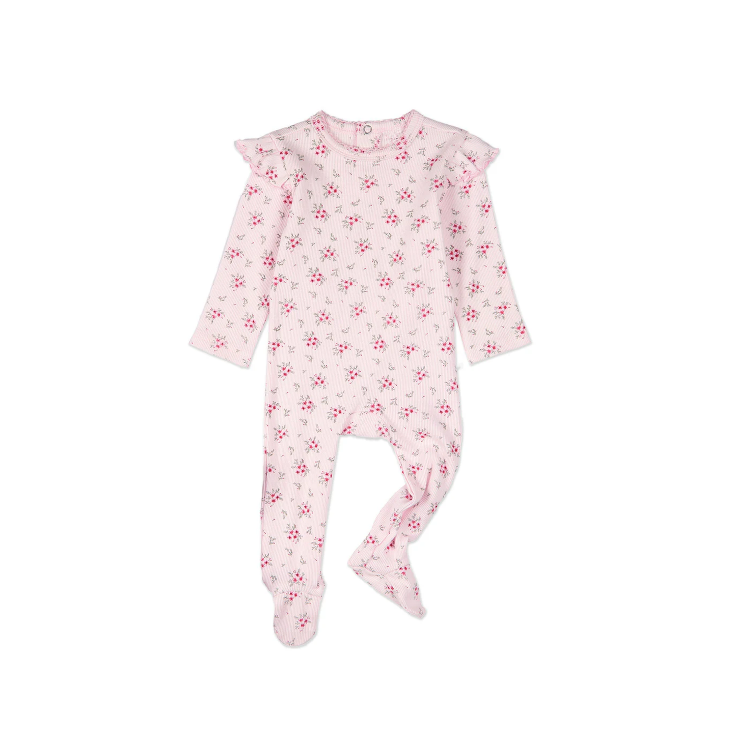 MiniMoi Ruffled Sleeve Floral Footie