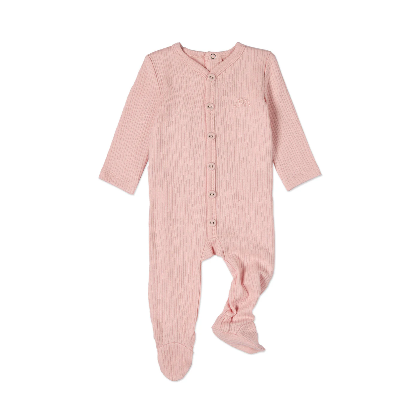 MiniMoi Solid Rib Button Down Footie