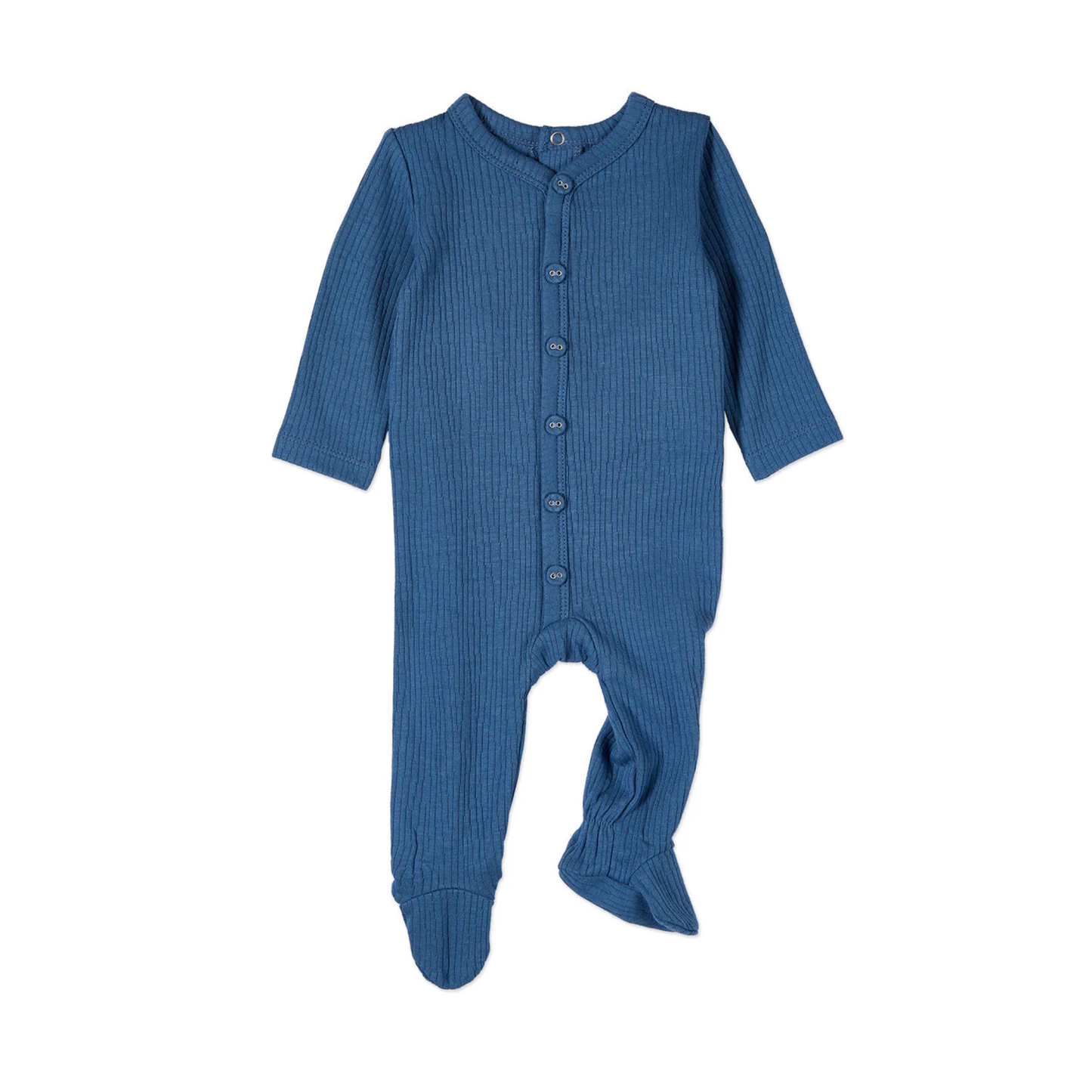 MiniMoi Solid Rib Button Down Footie