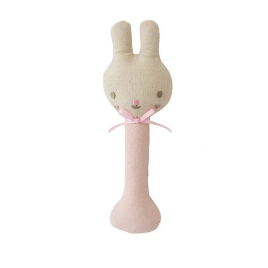 Alimrose Linen Bunny Stick Rattle