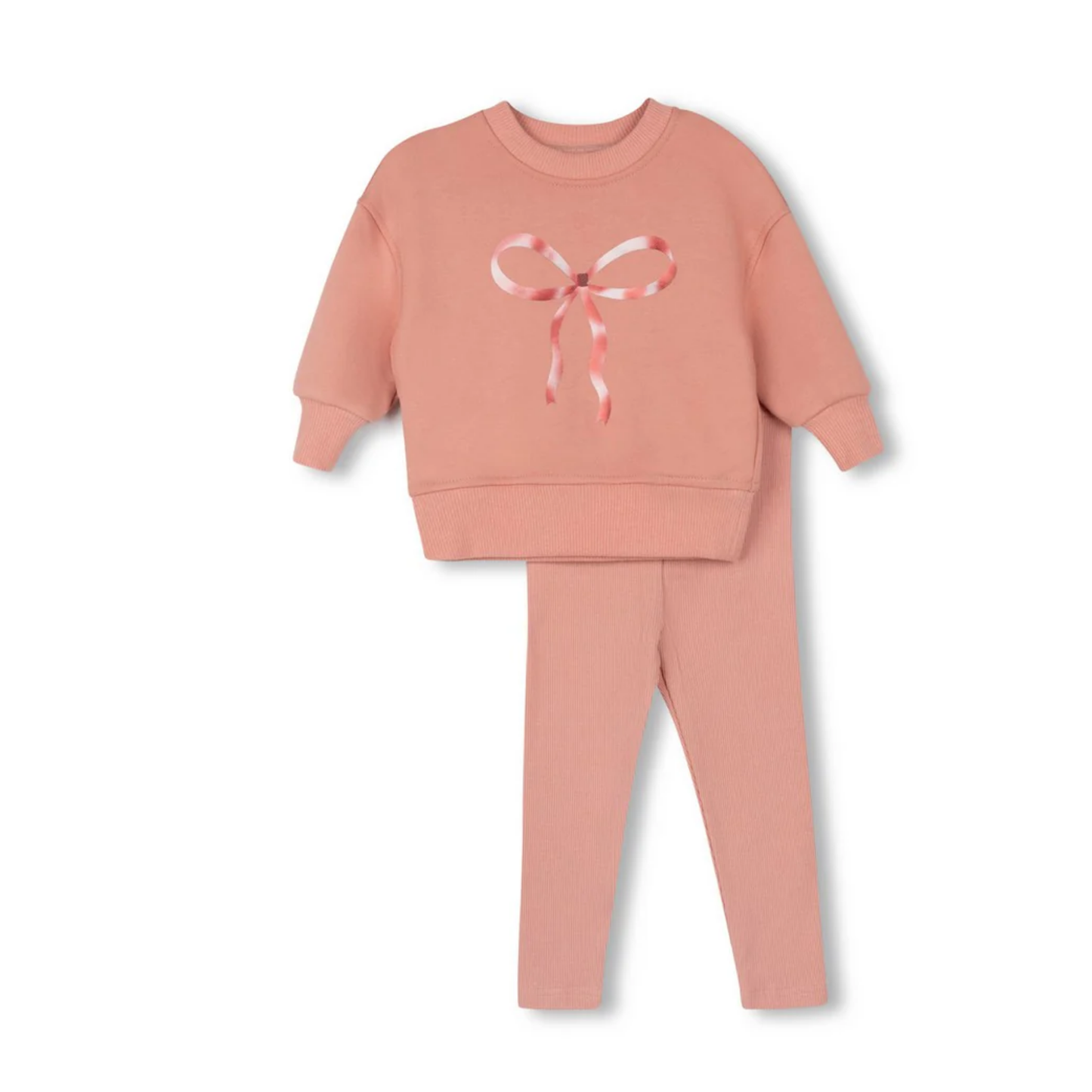 Hello Yellow  Metallic Bow Sweatshirt Leggings Set