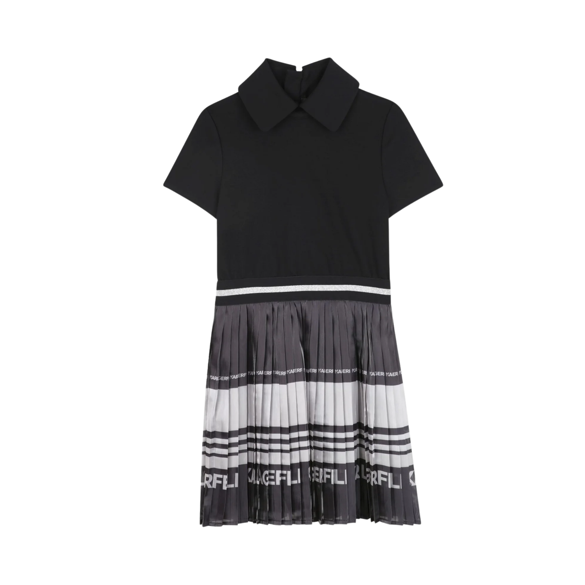 Karl Lagerfeld Short Sleeve Metallic Pleated Dress