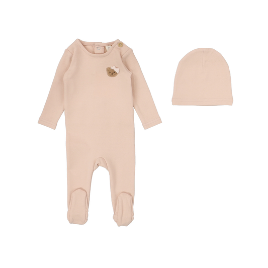 Lilette Bear Applique Footie Set