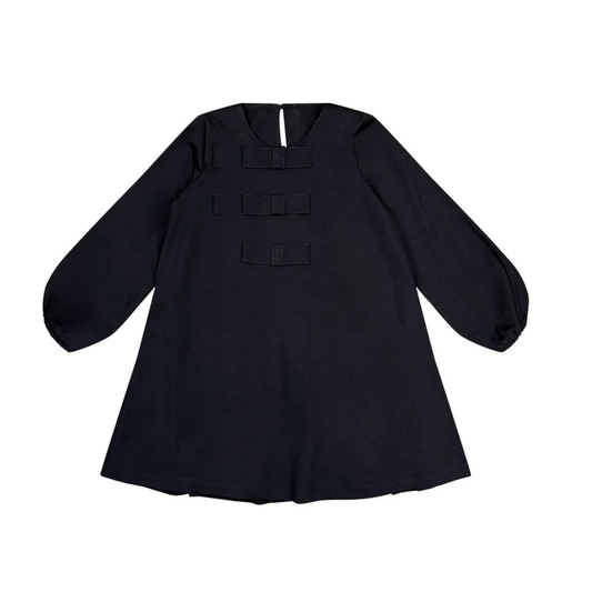 Piccolo Ludo Knit Bow Long Sleeve Dress