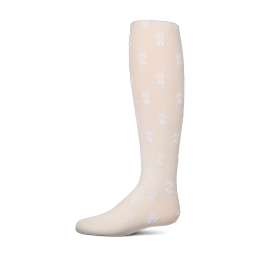 Memoi Cherry Flocked Opaque Tights - MKF-4089