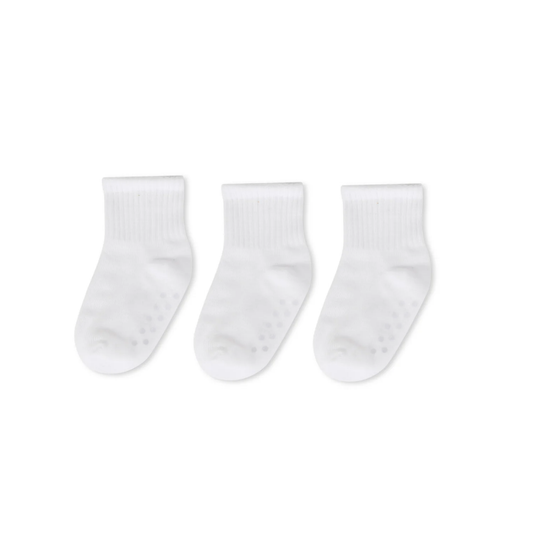 Memoi 3 Pairs Infant Ribbed Non-Skid Ankle Socks - Mk-5082