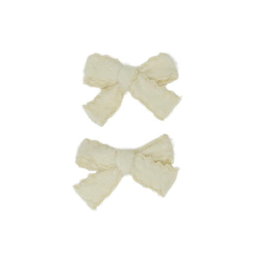 Bandeau Scallop Mohair Mini Bow Set Clip
