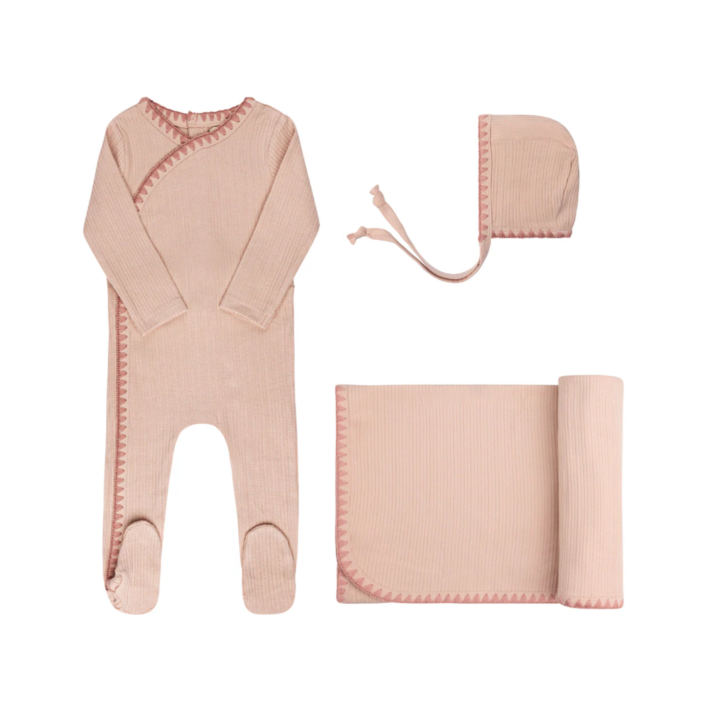 Ely`s & Co Girl Whip Stitch Footie Set