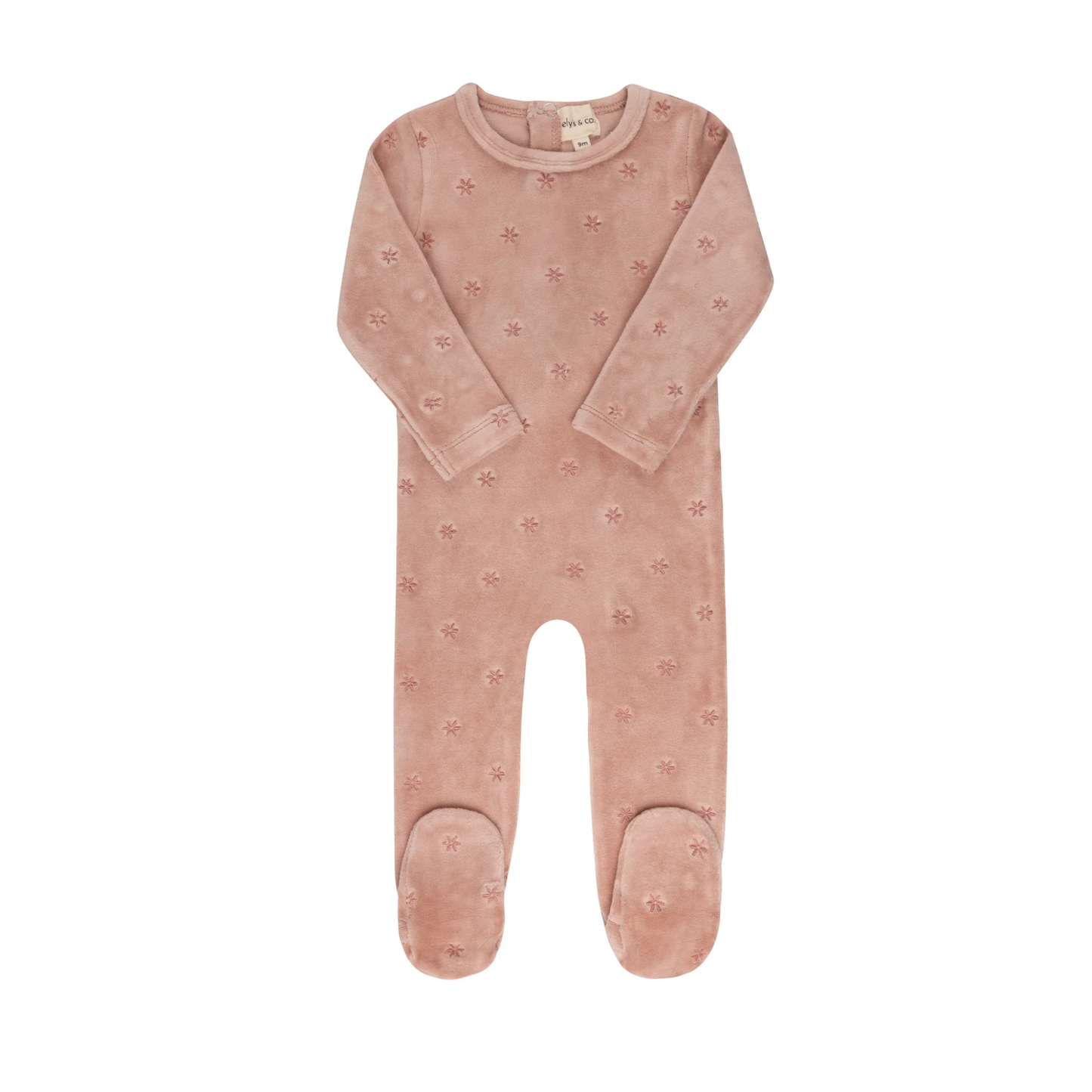 Ely`s & Co Girl Velour Embroidered Footie