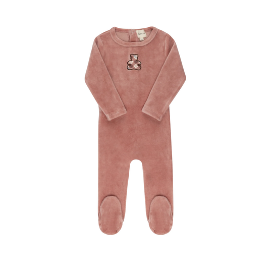 Ely`s & Co Girl Velour Plaid Bear Footie