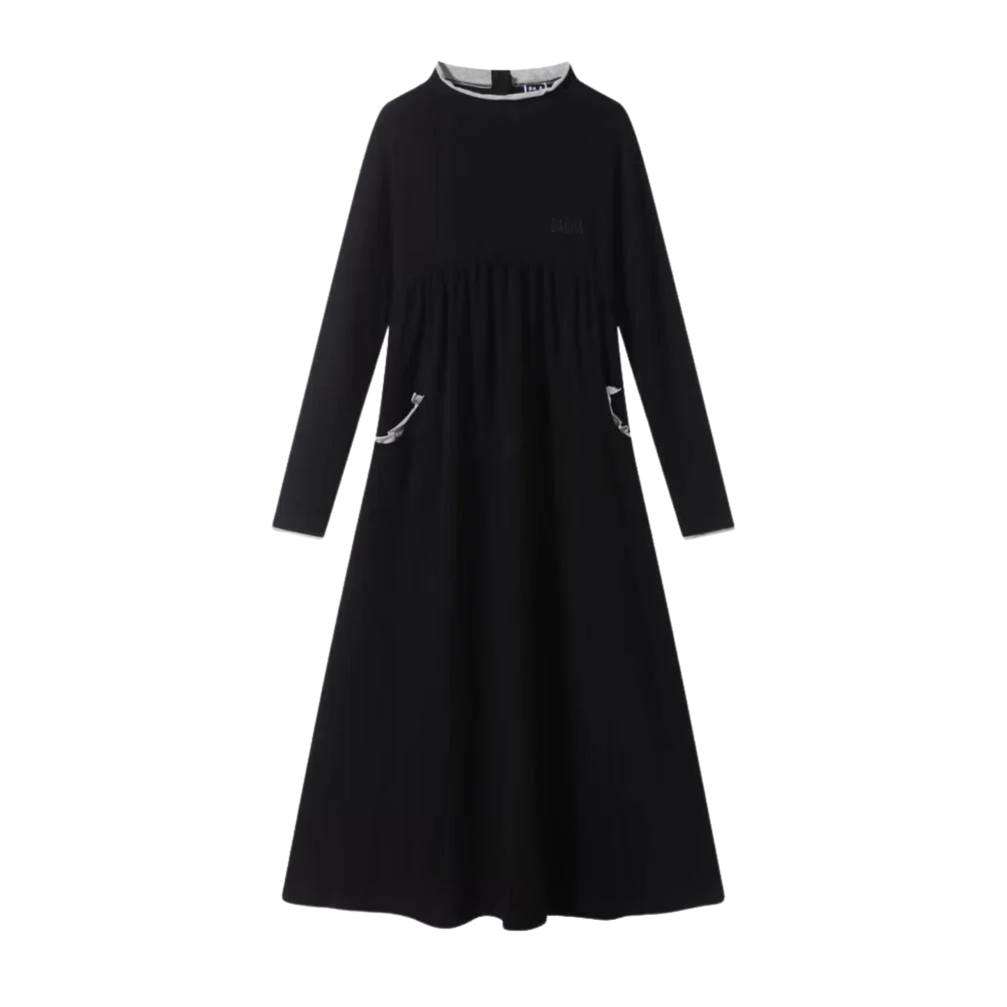 Ba Na Black Cotton With Grey Trim Maxi Dress