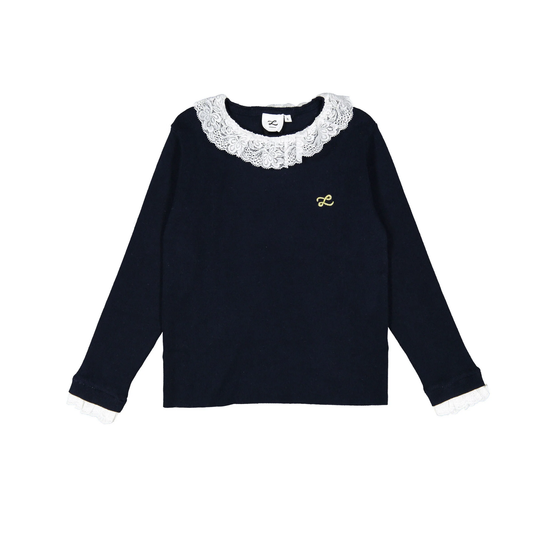 L By Ladida Knit Sweater With Eyelet Trim On Neckline