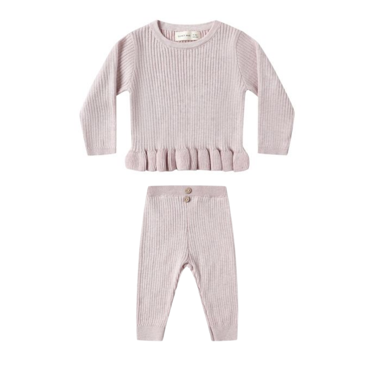 Quincy Mae Rib Knit Peplum Top Set