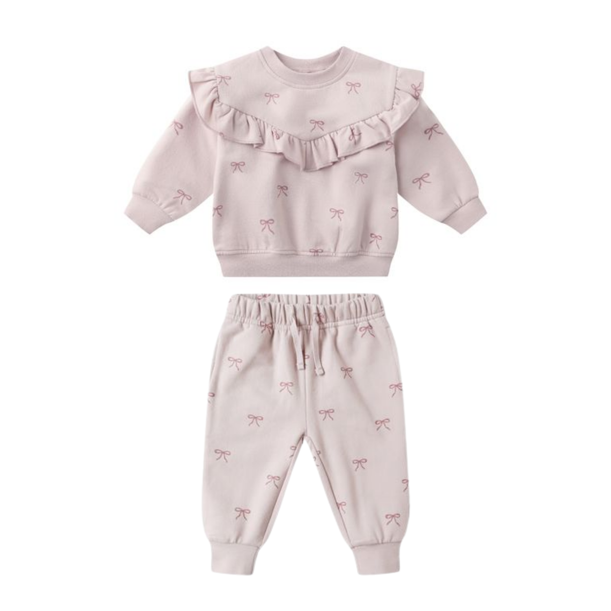 Quincy Mae Ruffle Fleece Sweatshirt - Bows Set