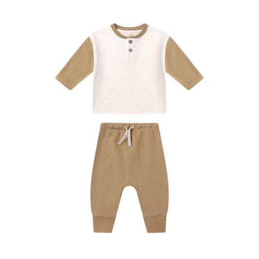 Quincy Mae Long Sleeve Henley Tee Set