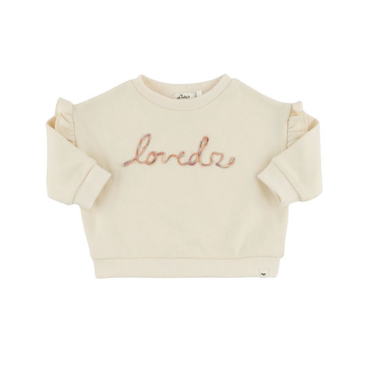 Oh Baby! Loved With Heart Embroidered Ruffle Sweatshirt