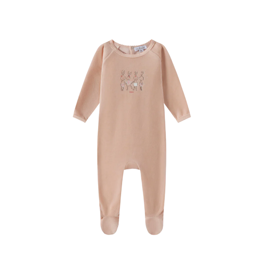 Oubon Velour Rabbit Print Footie