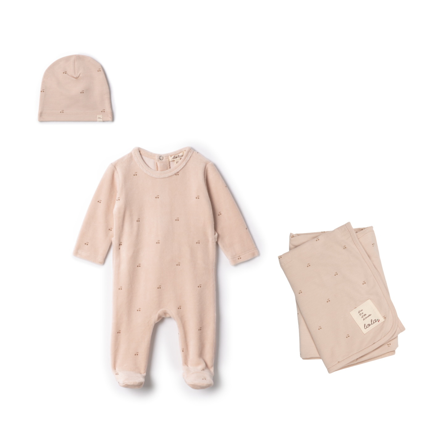 Lola Velour Romper Set With Cherry Print Set