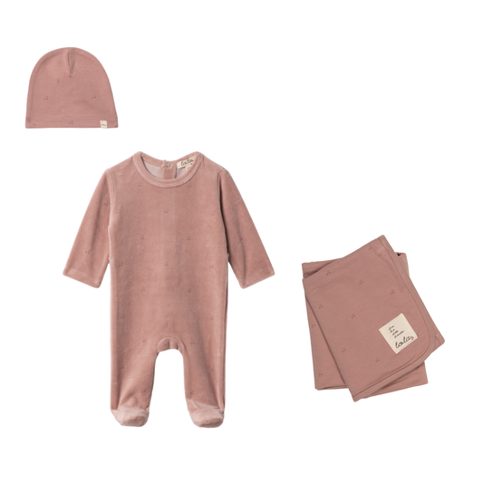Lola Velour Romper Set With Cherry Print Set