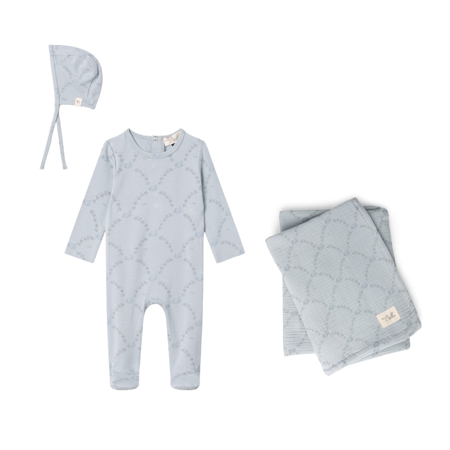 Bebe Bella All Over Rocking Horse Print Layette Set