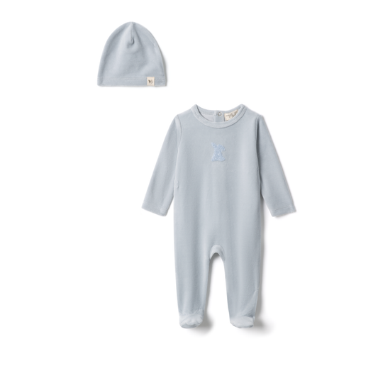Bebe Bella  Cotton Velour Stretchy With Bunnies Applique