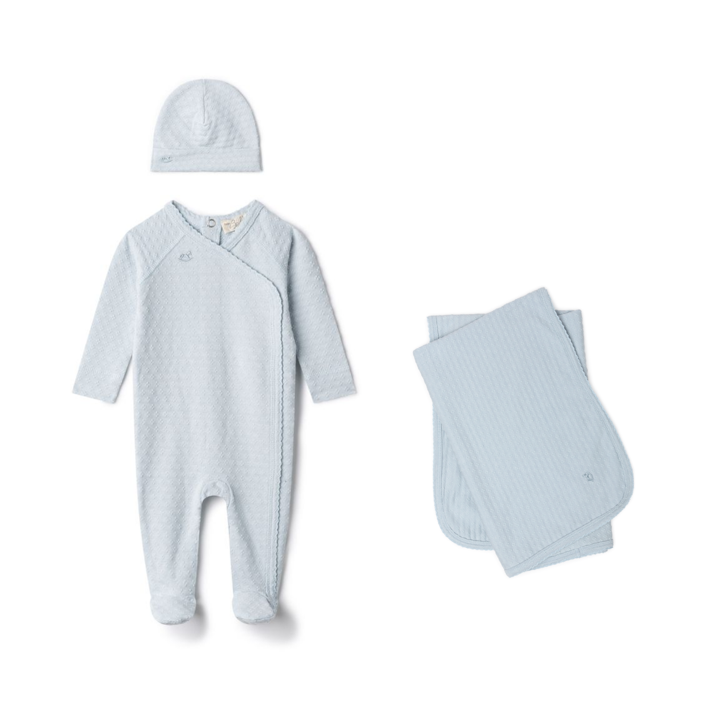 Bebe Bella Embossed Diamond Wrap Stretchie Set