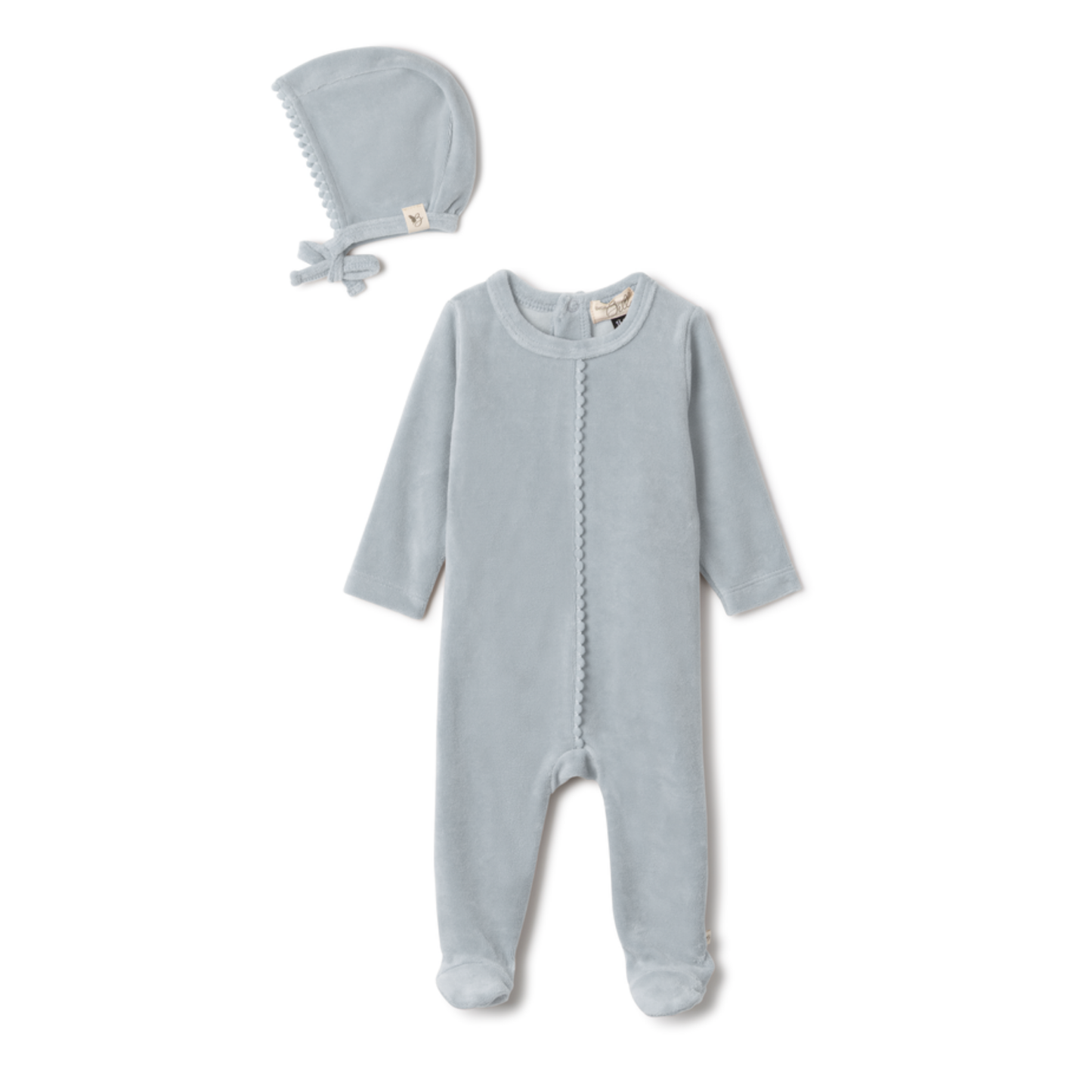 Bebe Bella  Velour Pom Pom Onesie With Bonnet