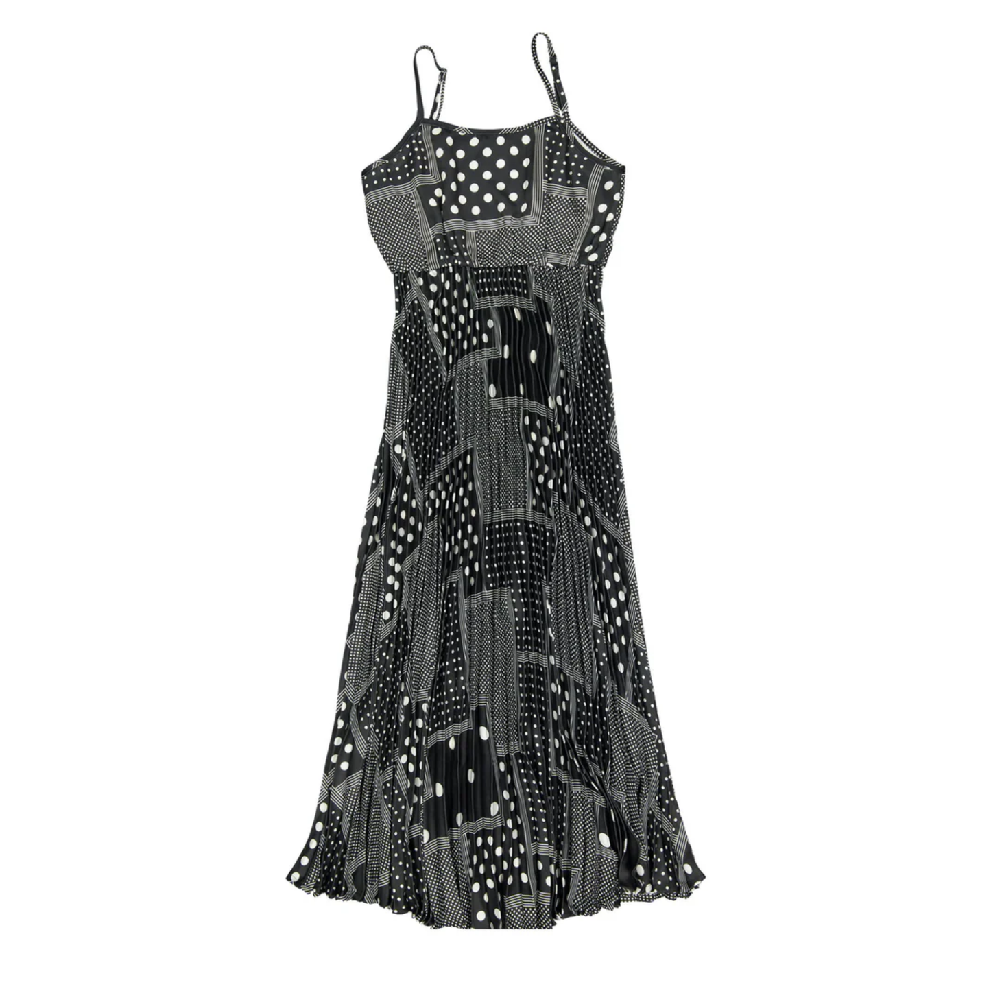 Ava and Lu  Geometric Pleated Slip Dress