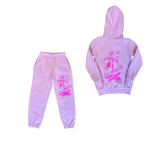 Californian Vintage Brushed Palm Tree Hoodie Set