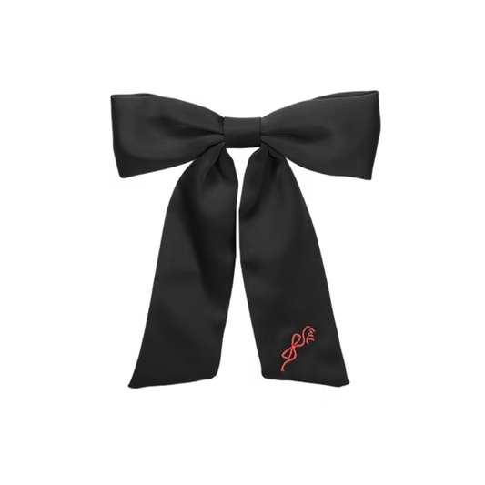Tis Me Satin With Bow Embroidery Bow Clip