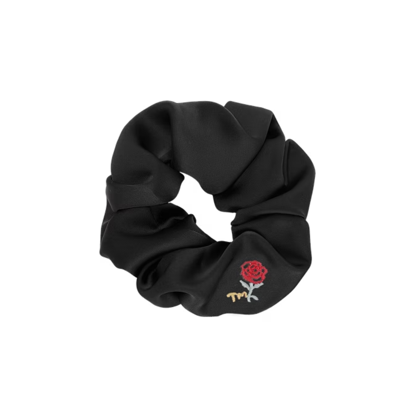Tis Me Stain With Rose Embroidery Scrunchie