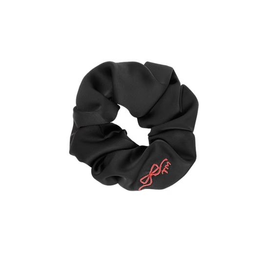 Tis Me Satin With Bow Embroidery Scrunchie