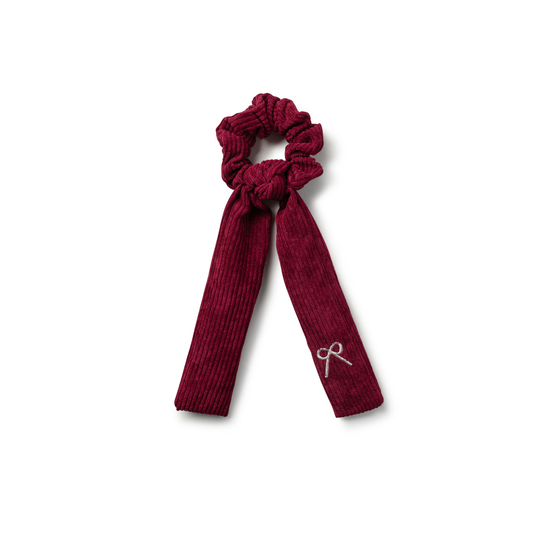 Halo Luxe Mia Corduroy Signature Logo Bow Long Tail Scrunchie