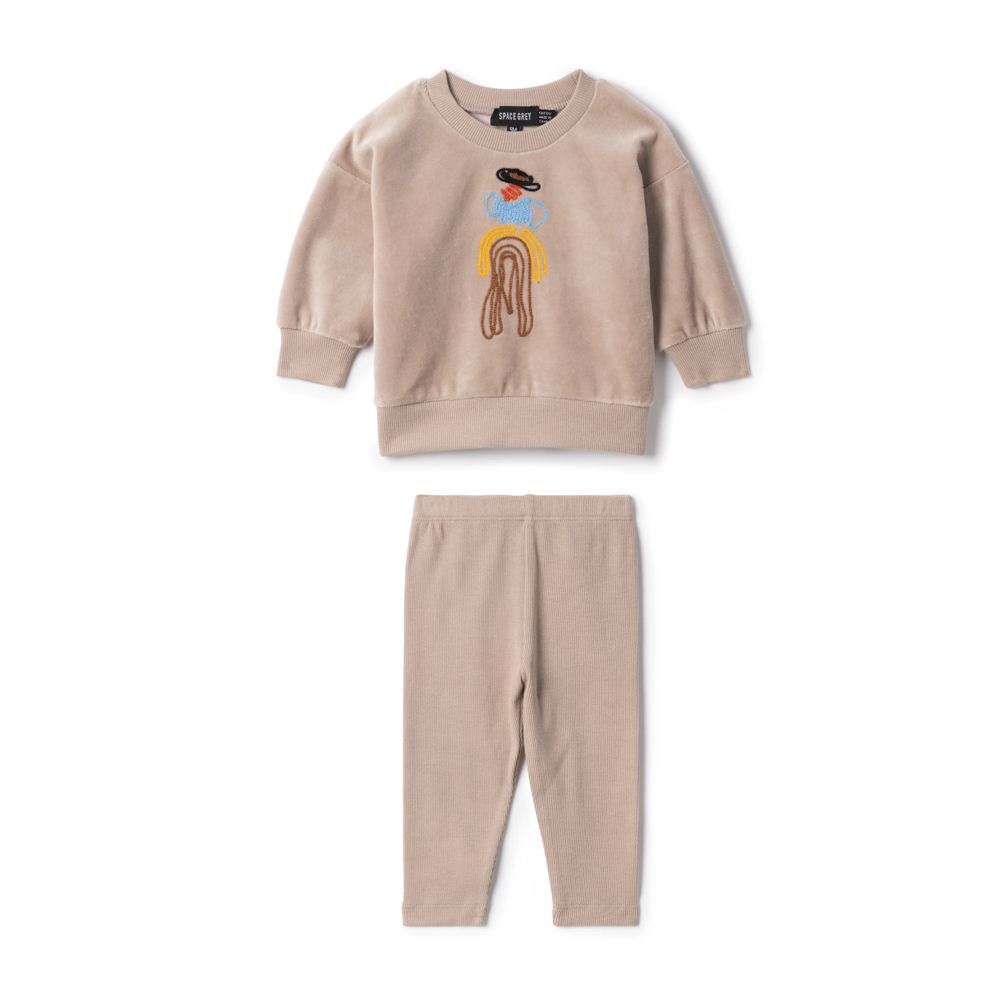 Space Grey  Rope Embroidery 2 Pc