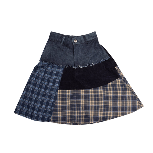 Limited Edition Denim Plaid Skirt