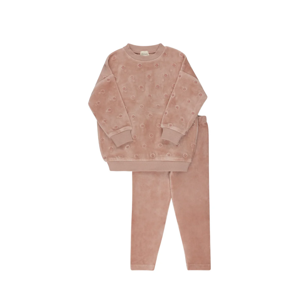 Ely`s & Co Girl Velour Embroidered Floral Pajama